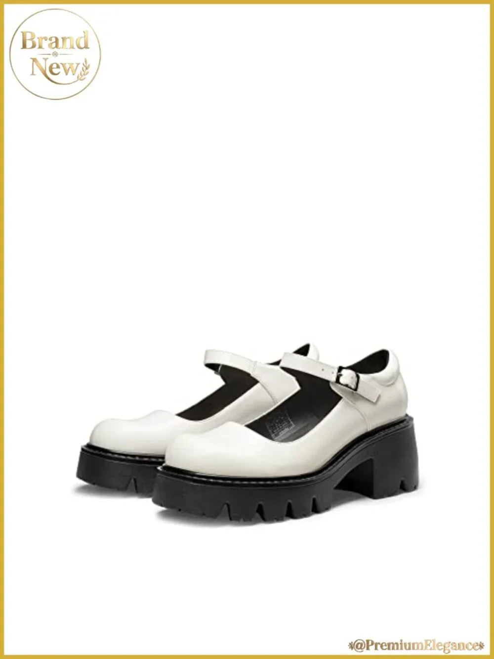 Chunky Platform Mary Jane Pumps Faux Leather Buckle Heels